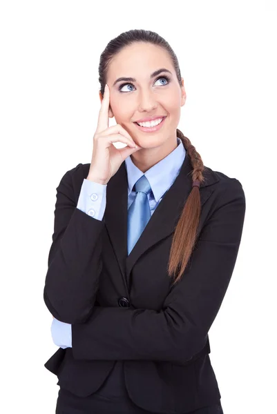 Mujer de negocios sonriente pensando —  Fotos de Stock