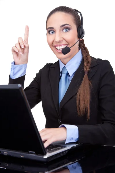 Geschäftsfrau arbeitet als Telefonistin — Stockfoto