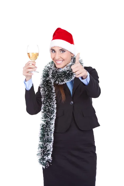 Businesswoman with champagnes — Stock Photo, Image