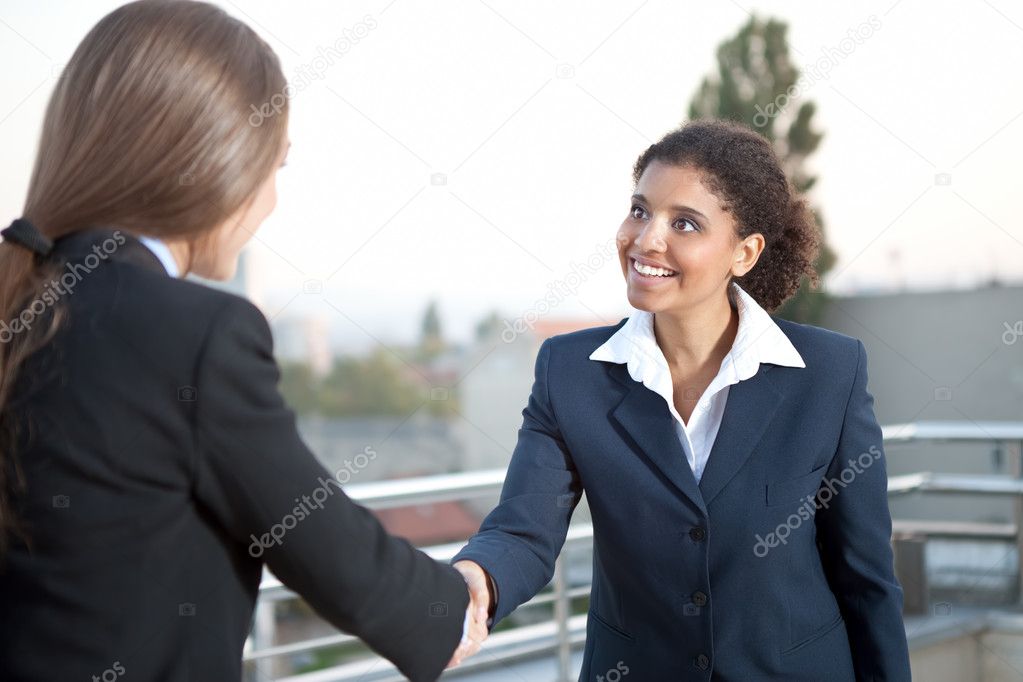 Two businesswomen handshake