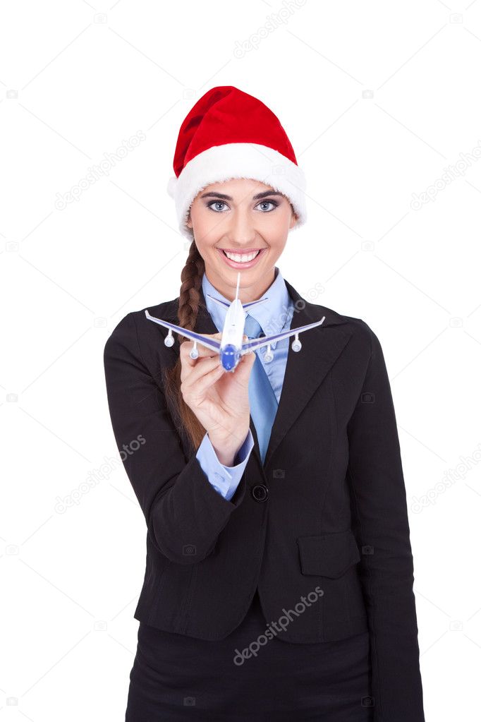 Stewardess with Santa hat