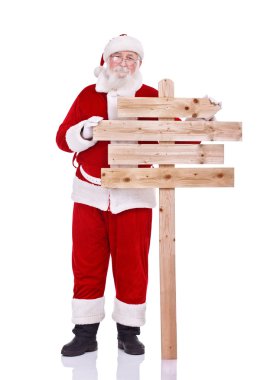 Santa Claus with wooden sing clipart