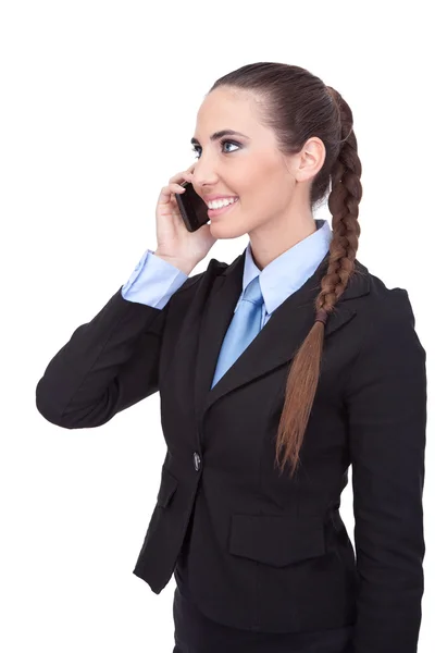 Vertrouwen zakenvrouw met behulp van telefoon — Stockfoto