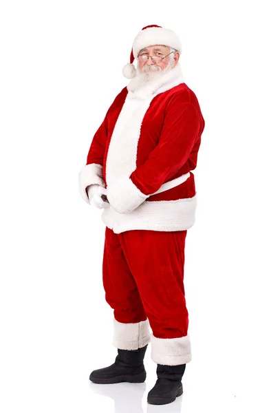 Weihnachtsmann hält seinen dicken Bauch — Stockfoto