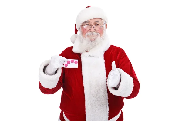 Weihnachtsmann zeigt Kreditkarte — Stockfoto
