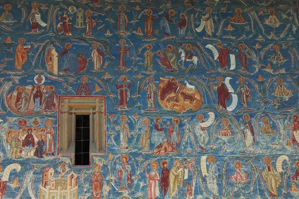 Detalle de la pared del monasterio de Voronet — Foto de Stock