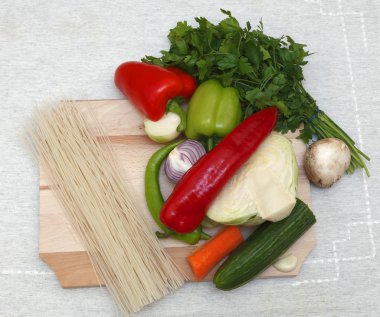 Pasta and vegtables clipart