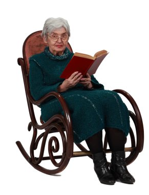 Old woman with a book clipart