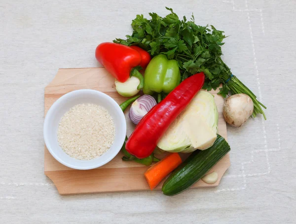 Sebze ve pirinç — Stok fotoğraf