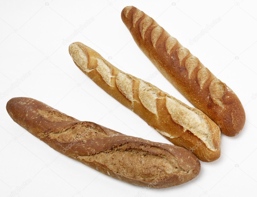 Three French baguettes