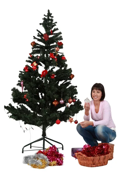 Διακόσμηση του χριστουγεννιάτικου δέντρου — Φωτογραφία Αρχείου