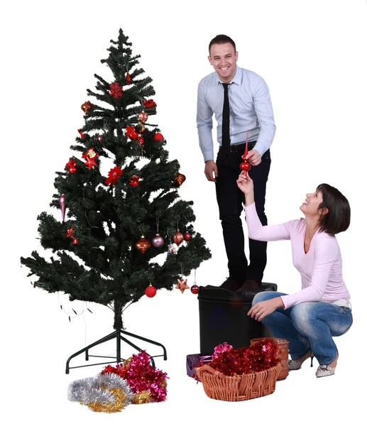 Decorating the Christmas tree Stock Picture