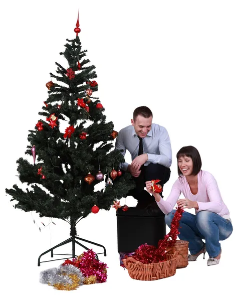 Noel ağacını süslemek — Stok fotoğraf