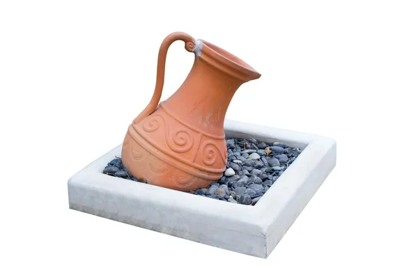 Old ceramic vase and base isolated on white background — Stock Photo, Image