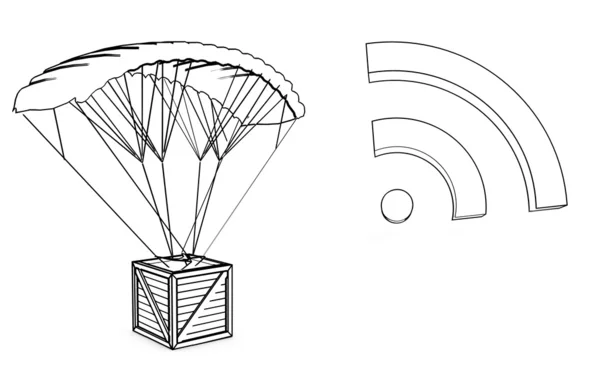 Parachute met draadloze teken — Stockfoto