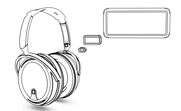 Headphone with message box — Stock Photo, Image