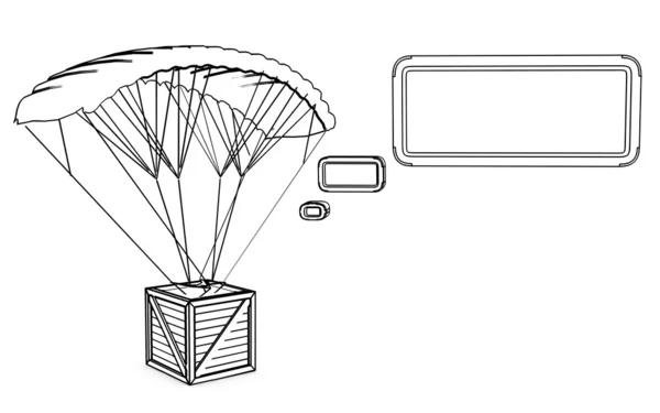 Fallschirm mit Nachrichtenbox — Stockfoto