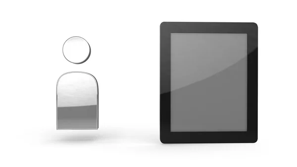 Tablet computador com ícone — Fotografia de Stock