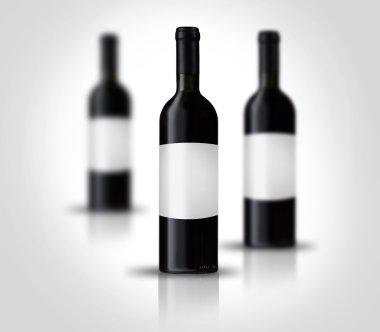 Red wine bottles with label clipart