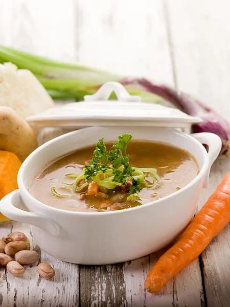 Soup vegetables with ingredients — Stock Photo, Image