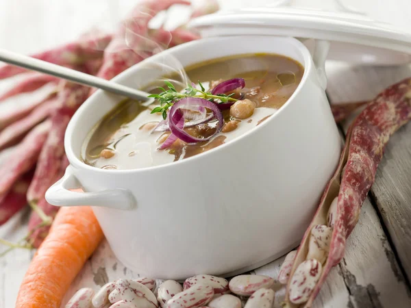 Beans soup with ingredients — Stock Photo, Image