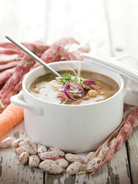 Beans soup with ingredients — Stock Photo, Image