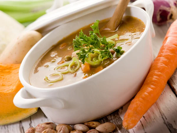 Soup vegetables with ingredients Stock Image