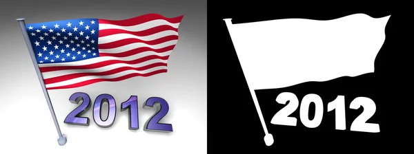 2012 ontwerp en usa vlag op een paal — Stockfoto