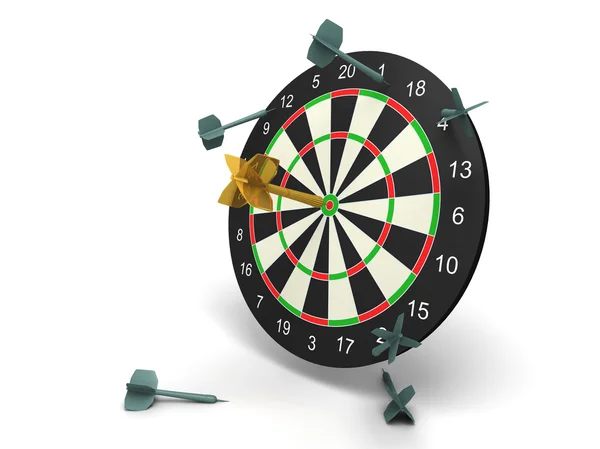 Winner golden dart with other very bad darts — Stock Photo, Image