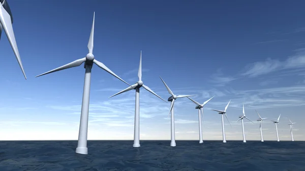 Seascape pobřežní větrné turbíny — Stock fotografie