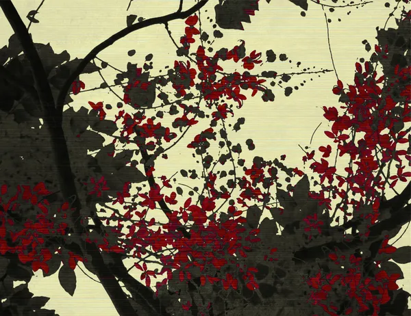 Μαύρο και κόκκινο άνθος εκτύπωσης σε κρέμα φόντο — Φωτογραφία Αρχείου