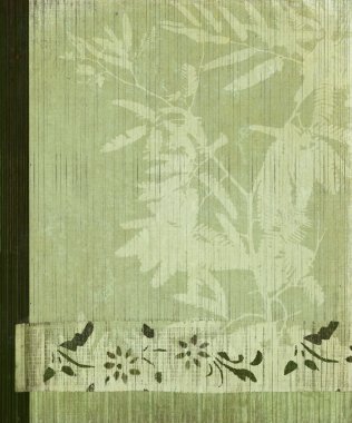 Grunge Oriental Tree and Bamboo Flower Banner clipart