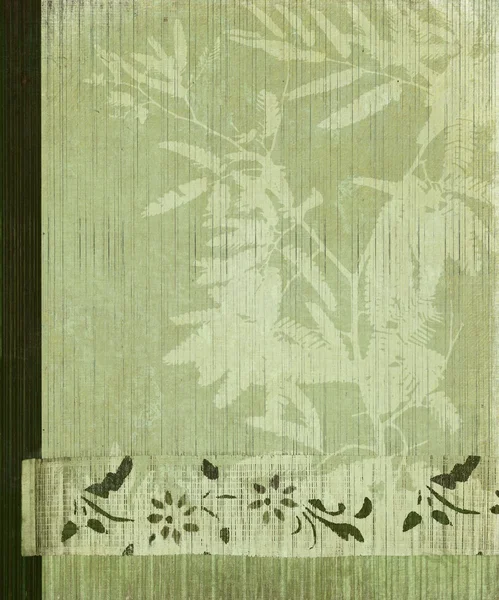 Гранж-Восточное дерево и бамбуковый цветочный флаг — стоковое фото