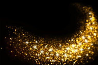 Golden Glitter Trail with Stars Background clipart