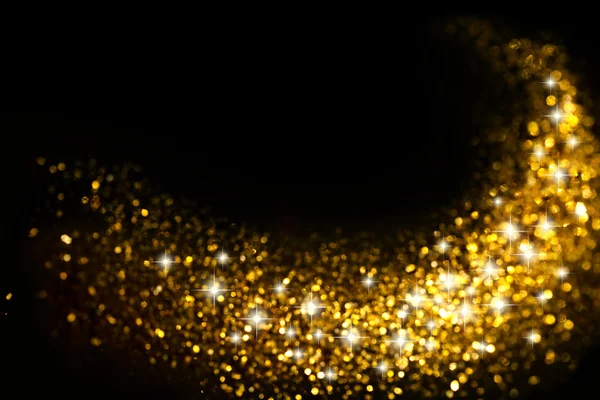 Golden Glitter Trail con fondo de estrellas Fotos de stock libres de derechos
