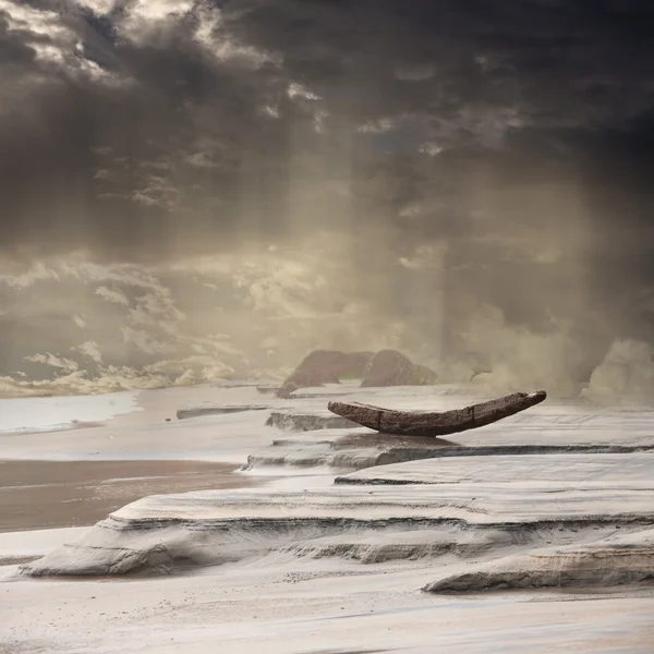 stock image Abandoned Boat in the Monsoon Rain