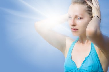 Woman in the Blinding Summer Heat clipart