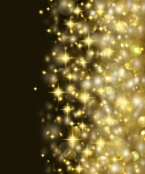 Золотые огни и звезды на фоне — стоковое фото