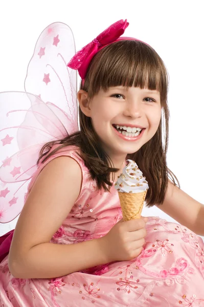 快乐的女孩带着令人愉快的微笑 免版税图库照片