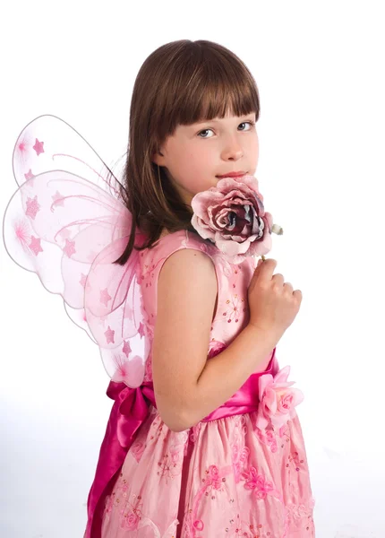 stock image Pretty girl with rose in hand