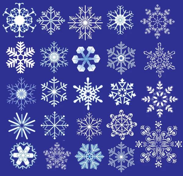 Vector decorativo, conjunto de flocos de neve — Vetor de Stock