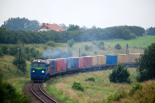 Landskap med tåget — Stockfoto