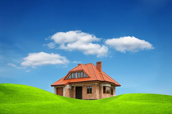 Drömmande hus, konceptuell bild Stockbild