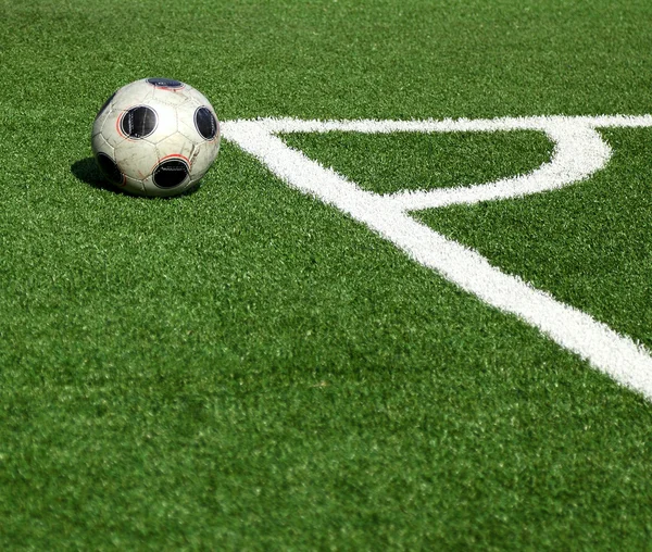 A soccer ball in corner — Stock Photo, Image