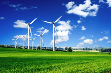 Wind turbines landscape clipart