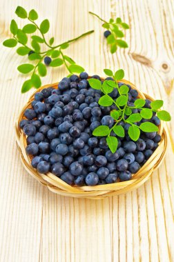 Blueberries in a wicker tray on a blackboard clipart