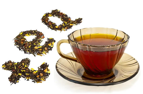 Mieszanki suche herbatę z filiżanki — Zdjęcie stockowe