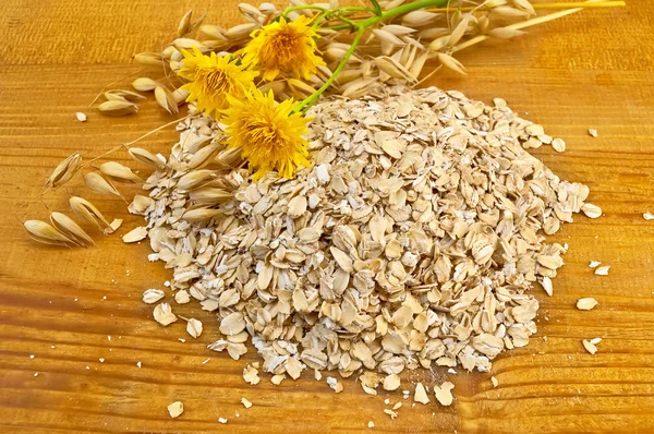 Oatmeal with stalks of oats — Stock Photo, Image