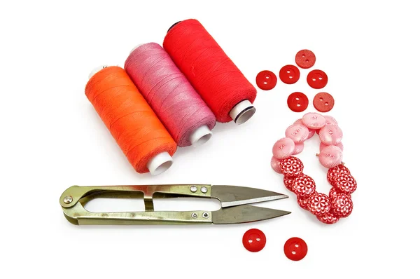 Sewing accessories red — Stock Photo, Image