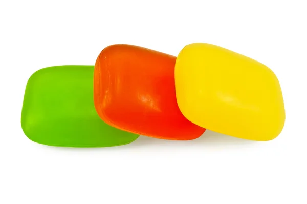 Tři kusy barevných mýdla — Stock fotografie